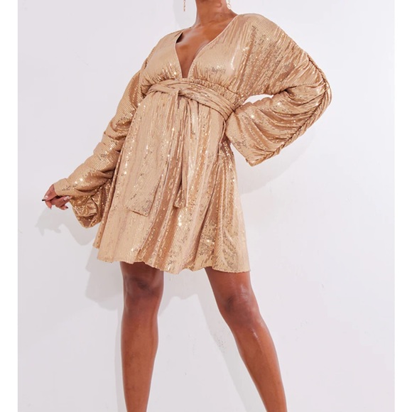 Gold Sequence Maternity Dress NWT - Picture 1 of 4